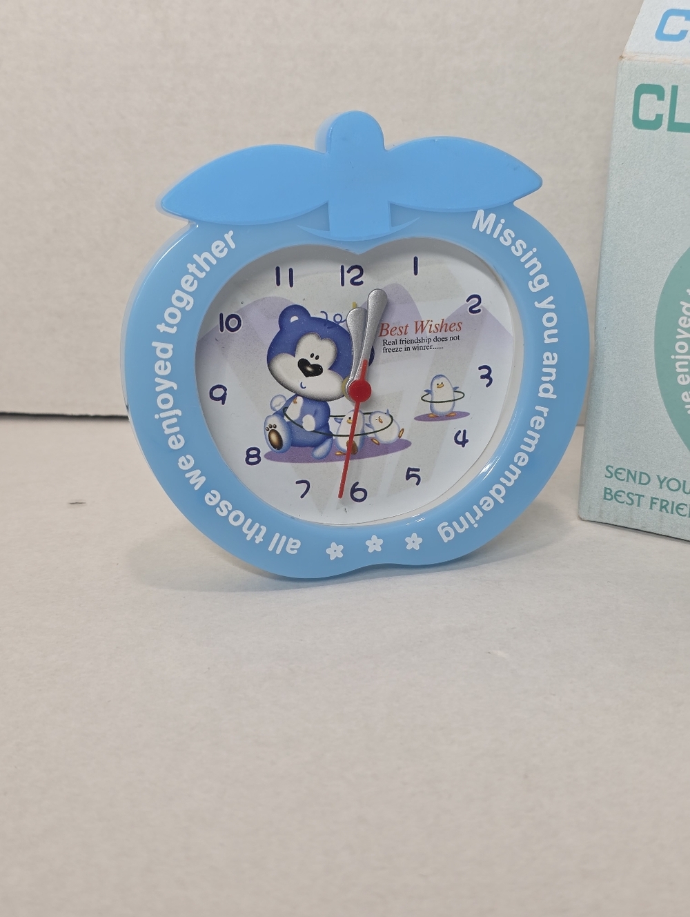 New Alarm Clock Teddy Bear & Penguins Best Wishes Missing You